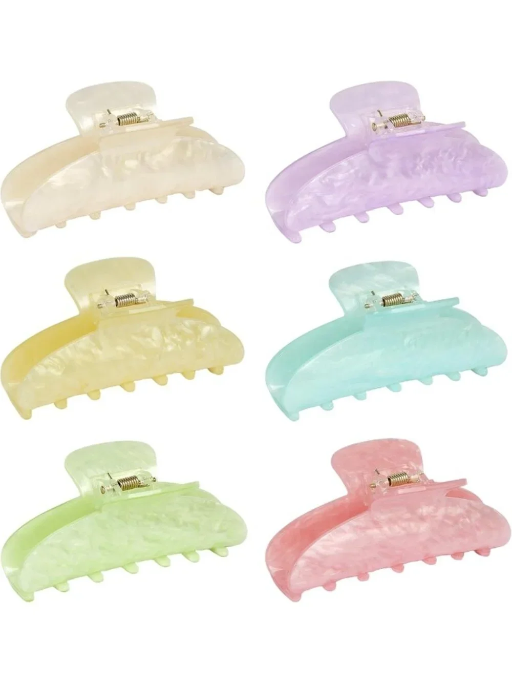 6 Pcs Medium Marble Hair Claw Clips - Strong Hold Non-Slip Jaw Clamps for All